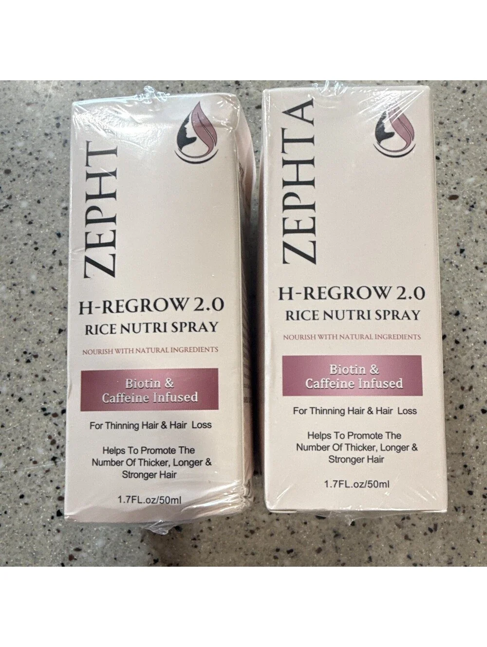 ZEPHTA H-REGROW 2.0 Hair Growth Spray Biotin Caffeine 1.7 fl oz (2pk)